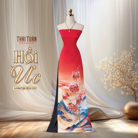 Vải Áo Dài Đính Đá Cao Cấp Màu Đỏ Khổ 1m50 x Dài 2m3 ASB6720R24I5Y