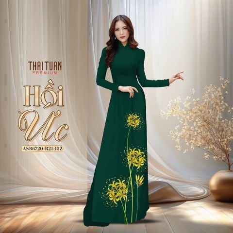 Vải Áo Dài Đính Đá Cao Cấp Màu Xanh Lá Khổ 1m50 x Dài 2m3 ASB6720R21I5Z