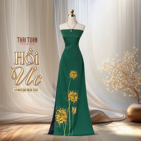 Vải Áo Dài Đính Đá Cao Cấp Màu Xanh Lá Khổ 1m50 x Dài 2m3 ASB6720R21I5Z