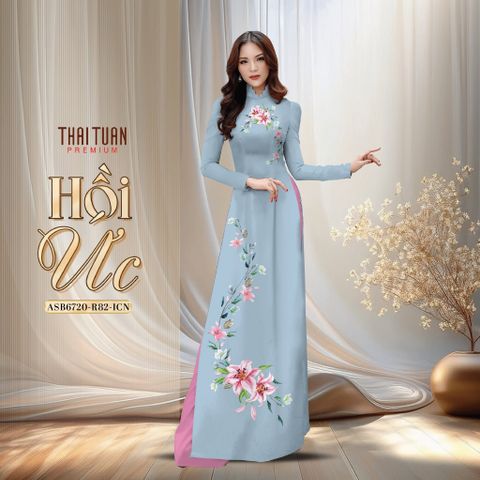 Vải Áo Dài Đính Đá Cao Cấp Màu Xanh Nhạt Khổ 1m50 x Dài 2m3 ASB6720R82ICN