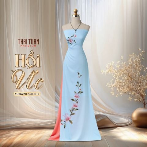 Vải Áo Dài Đính Đá Cao Cấp Màu Xanh Khổ 1m50 x Dài 2m3 ASB6720S20IGK