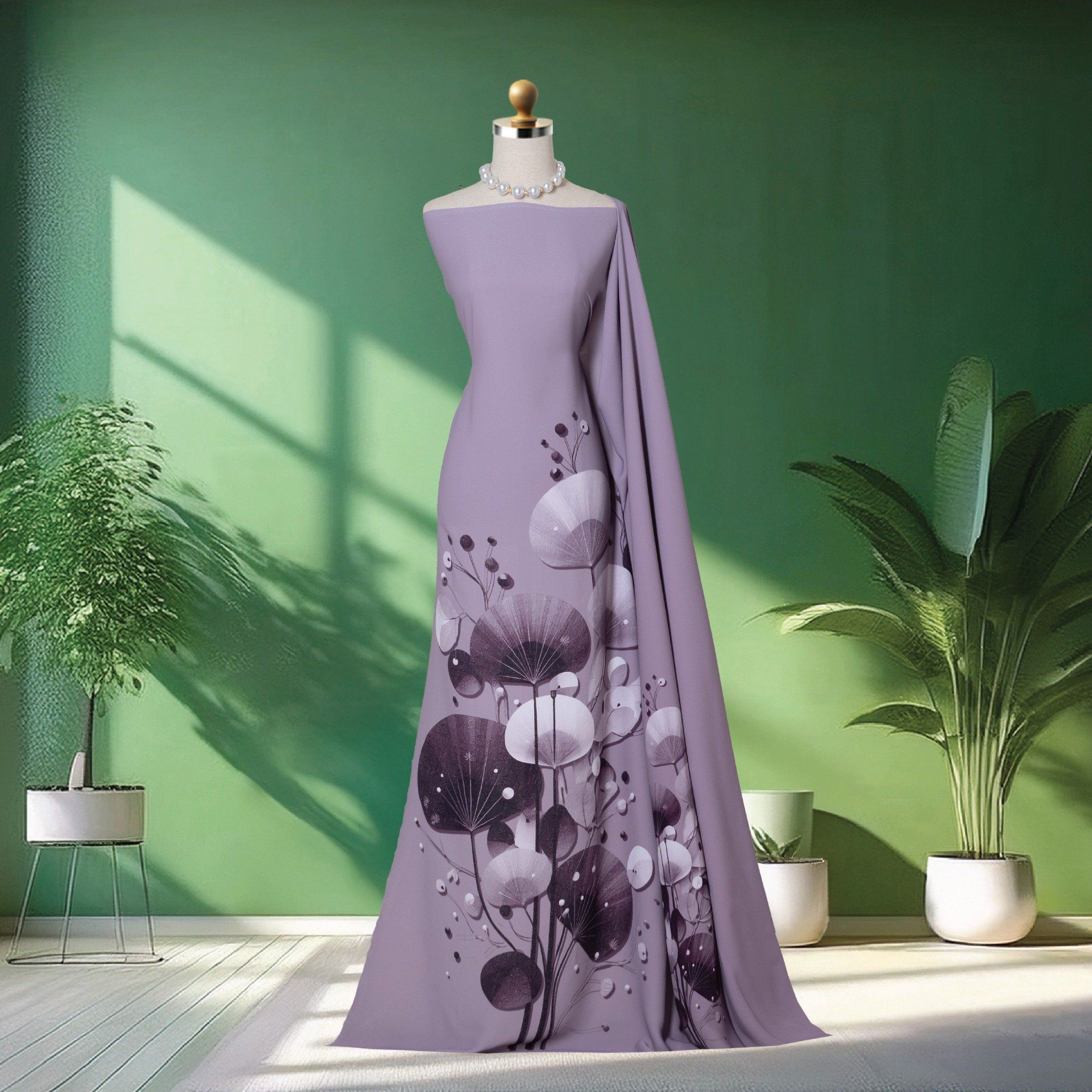 ASBR533021IX5 Vải Áo Dài Sắc Phương Nam Kháng Khuẩn Màu Tím Than Khổ 1m50 x 2m1