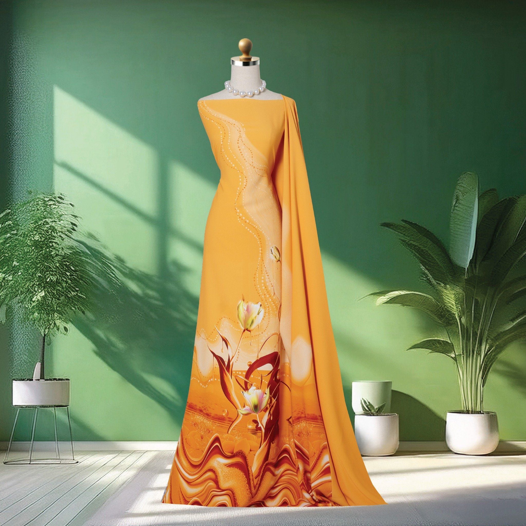 Vải Áo Dài Sắc Phương Nam Kháng Khuẩn Màu Cam Nhạt Khổ 1m50 x 2m1 ASBR533208IXB