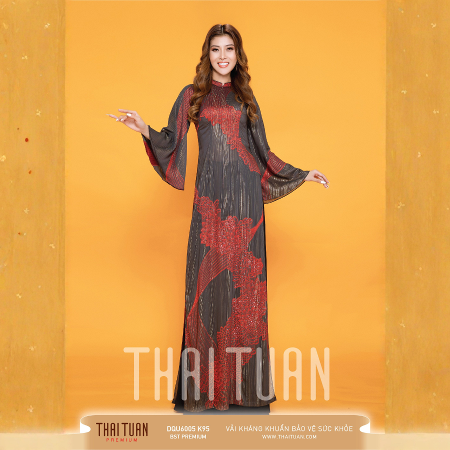 DQU6005K95 Vải Áo Dài Kim Tuyến Đính Đá Cao Cấp Khổ 1m50 x Dài 2m3