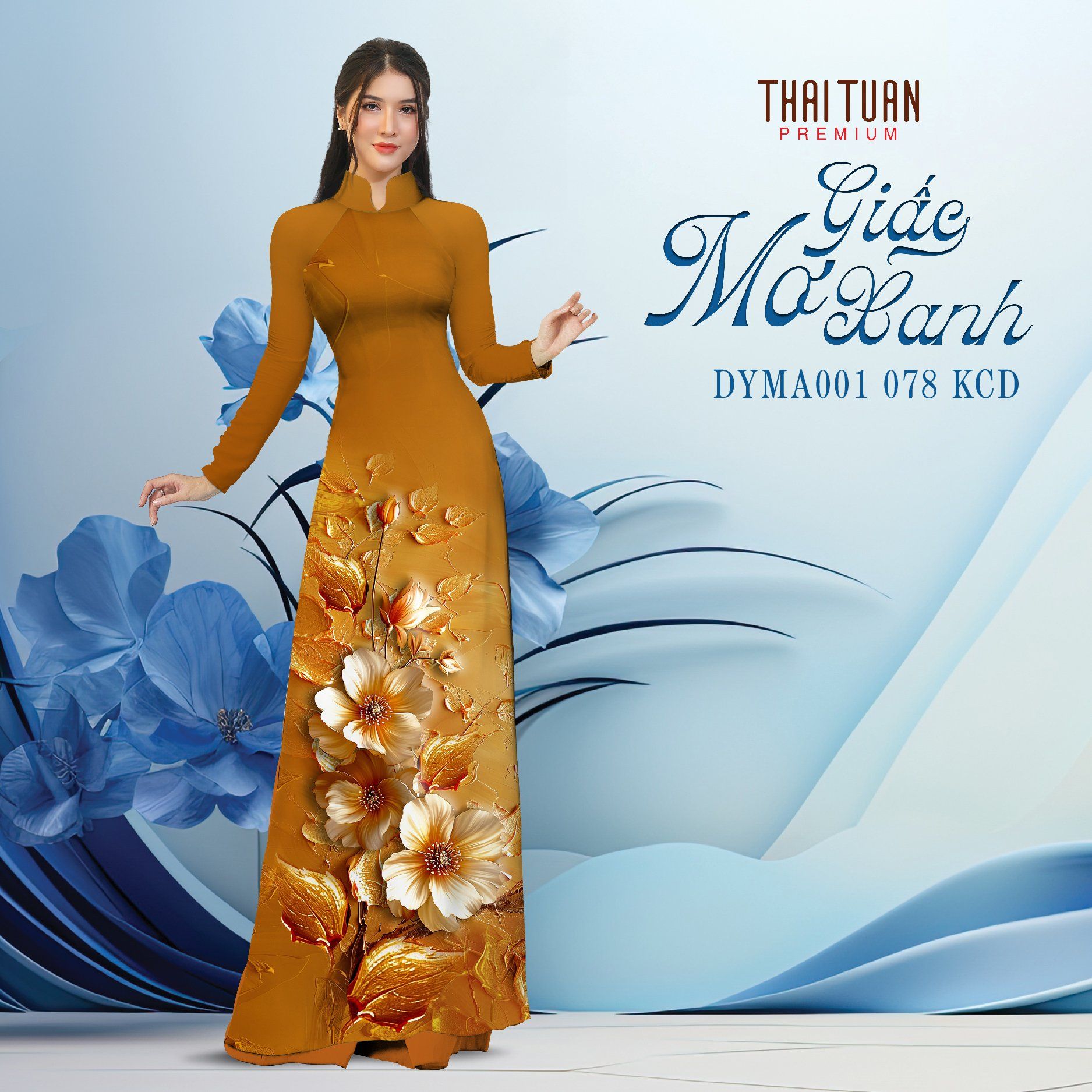 DYM6001T75KCD Vải Áo Dài Kim Tuyến Đính Đá Khổ 1m50 x Dài 2m3