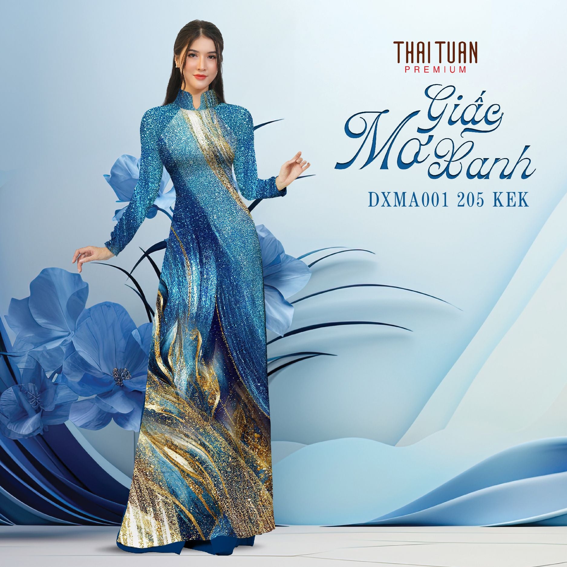 DYMA001205KEK Vải Áo Dài Kim Tuyến Cao Cấp Khổ 1m50 x Dài 2m3