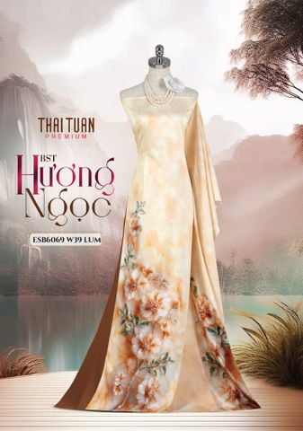 ESB6069W39LUM Vải Áo Dài Satin Đính Đá Khổ 1m50 x Dài 2m3