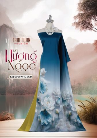 ESB6069W40LUN Vải Áo Dài Satin Đính Đá Khổ 1m50 x Dài 2m3