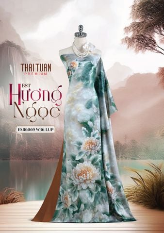 ESB6069W36LUP Vải Áo Dài Satin Đính Đá Khổ 1m50 x Dài 2m3