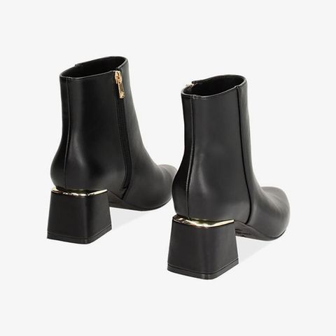 Giày Boots Primadonna Collection Black Ankle Boot With Gold Heel 6 Cm