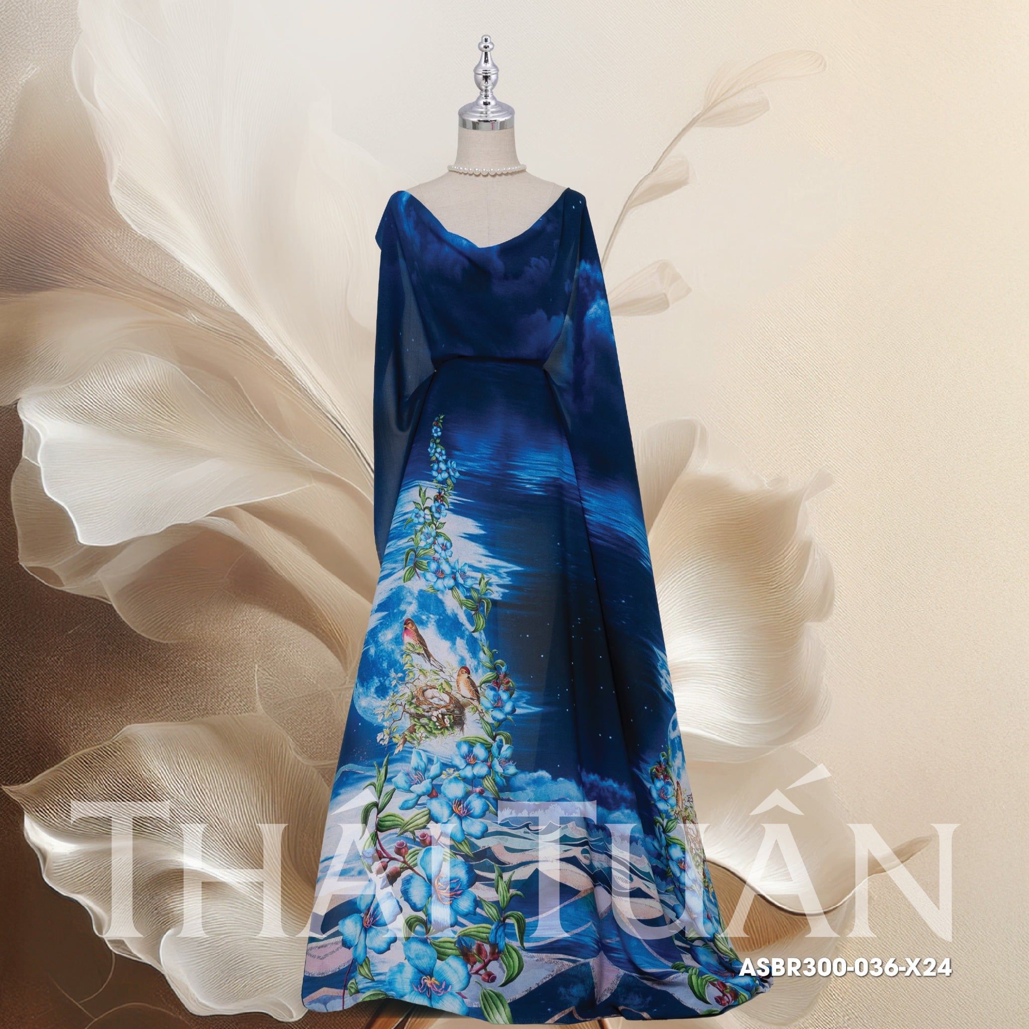 Vải Áo Dài In Hoa Lá Đặc Biệt 1m5 x 2m1 ASBR300036X24