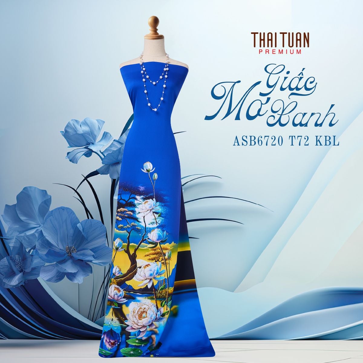 Vải Áo Dài Satin Hương Thơm Kháng Khuẩn Đính Đá Khổ 1m50 x Dài 2m3 ASB6720T72KBL