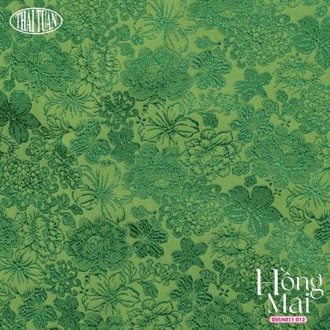 DVLN011-012 Gấm Hồng Mai Màu Xanh Sáng Khổ 1m15 x 2m5