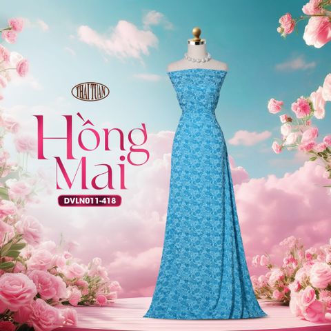 DVLN011-418 Gấm Hồng Mai Màu Xanh Khổ 1m15 x 2m5