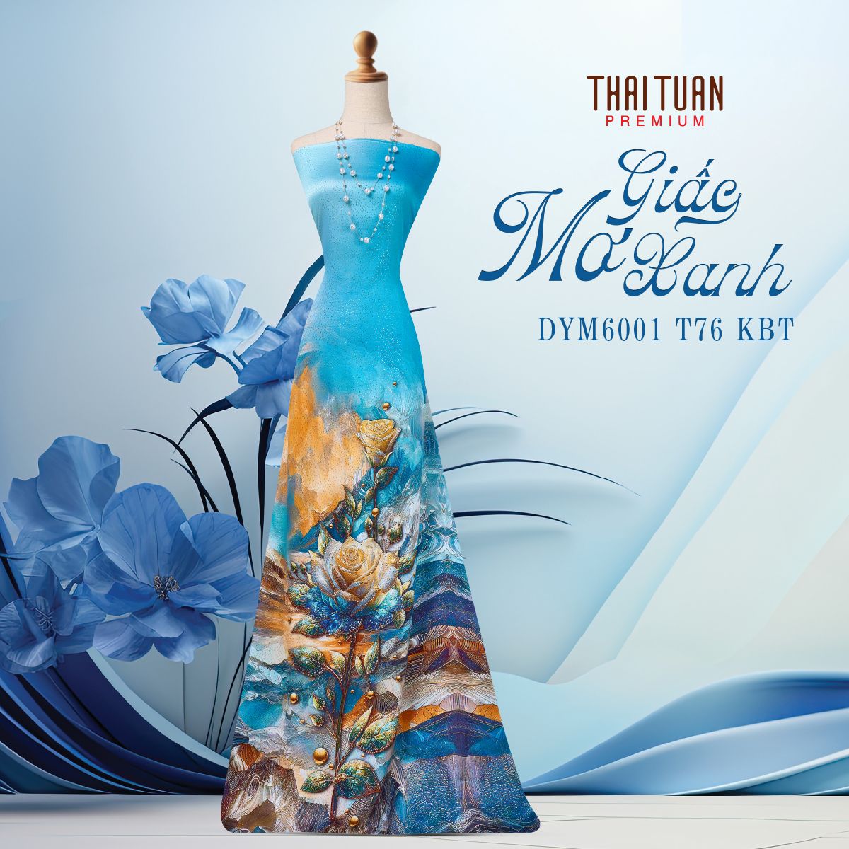 Vải Áo Dài Kim Tuyến Đính Đá Khổ 1m50 x Dài 2m3 DYM6001T76KBT