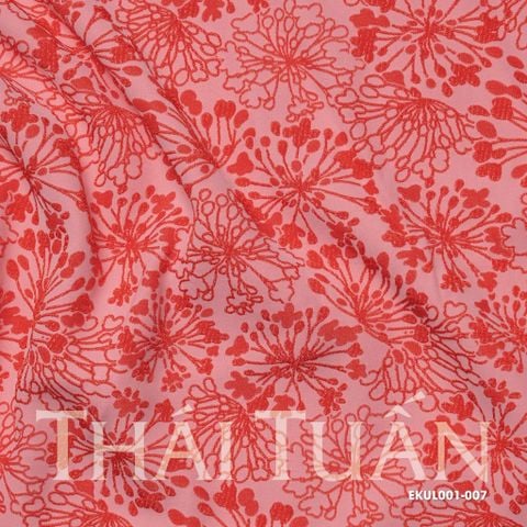 EKUL001-007 Gấm Nhung Hoa Màu Màu Đỏ Cam Khổ 1m5 x 2m