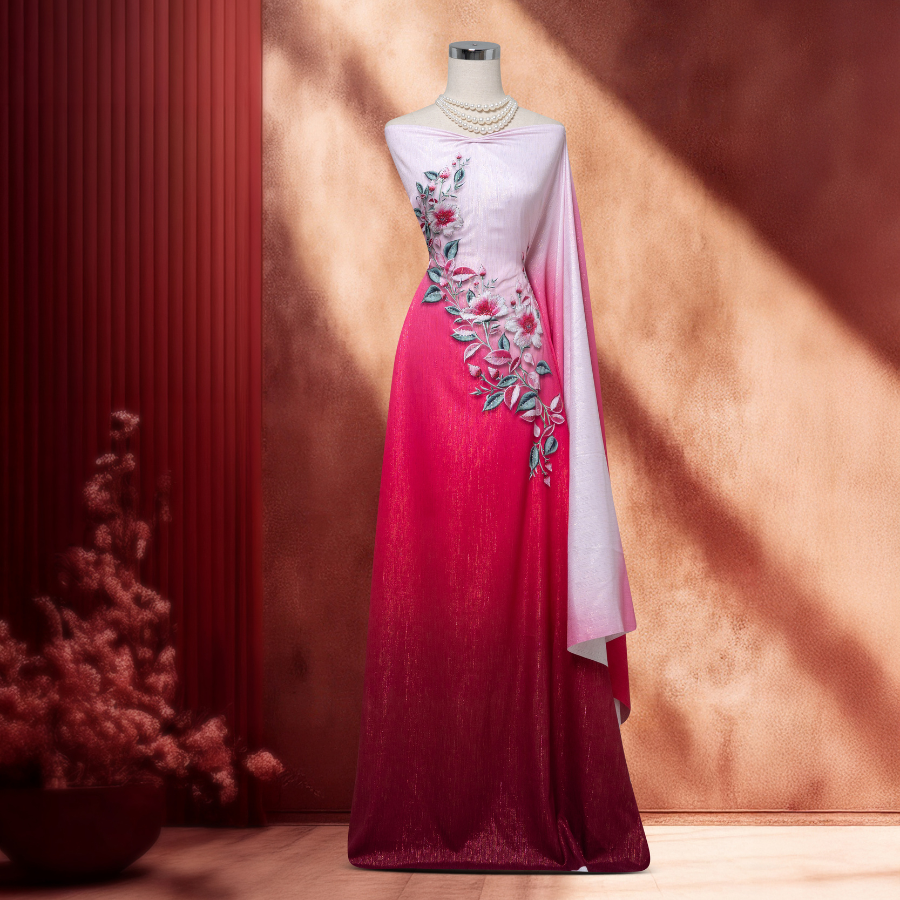 Vải Áo Dài Kim Tuyến Đính Đá Cao Cấp 1m5x2m3 EMC6001W95MLA