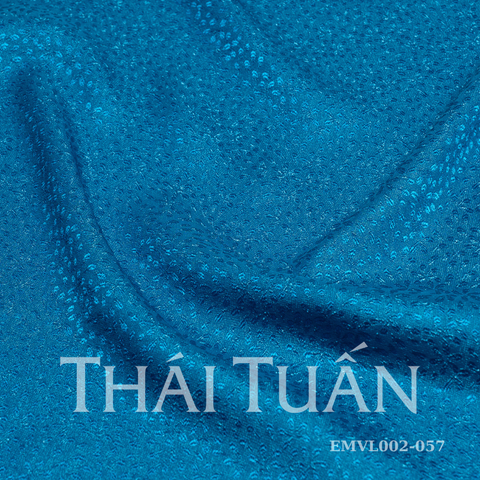 EMVL002-057 Gấm Hoa Co Giãn Màu Xanh Khổ 1m5 x 2m