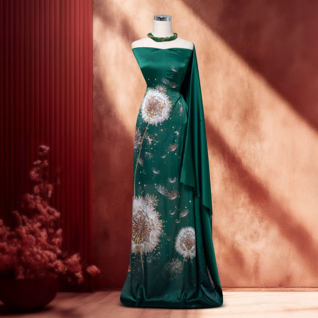 Vải Áo Dài Satin Đính Đá Cao Cấp 1m5x2m3 ESB6251X13MLH