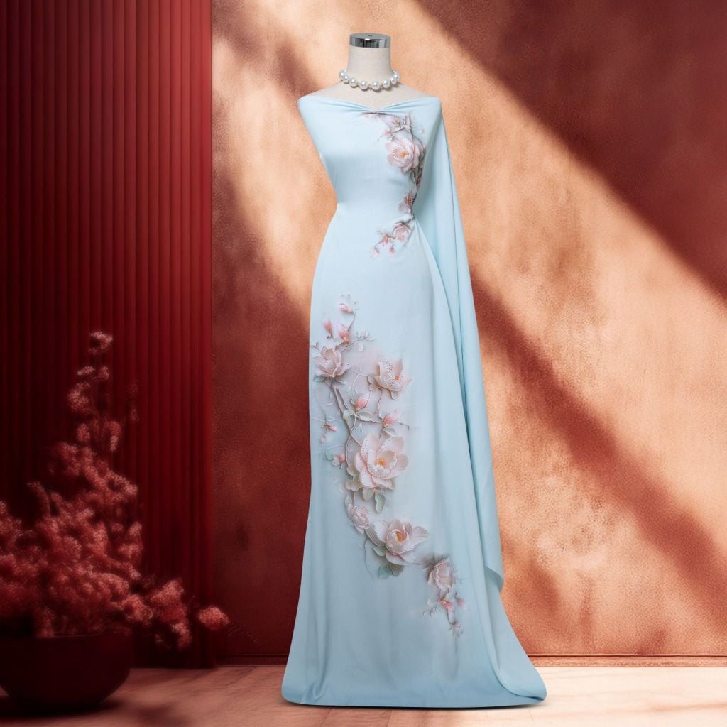Vải Áo Dài Satin Đính Đá Cao Cấp 1m5x2m3 ESB6278W99MLG
