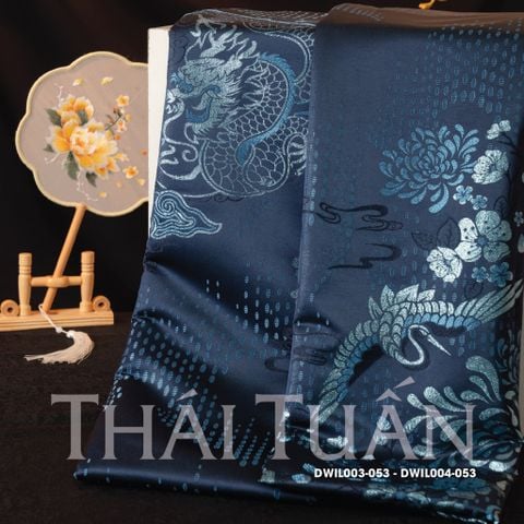 DWIL003053 Gấm Dâu Rể Cao Cấp Khổ Lớn Màu Xanh Đậm