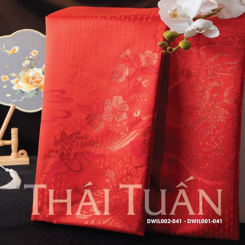 DWIL002041 Gấm Dâu Rể Cao Cấp Khổ Lớn Màu Đỏ