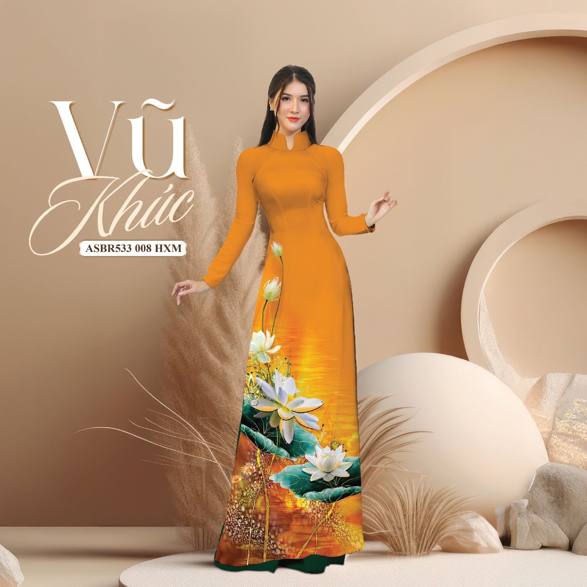 Vải Sắc Phương Nam In Hoa Văn Màu Cam Khổ 1m50 Dài 2m1 ASBR533008HXM