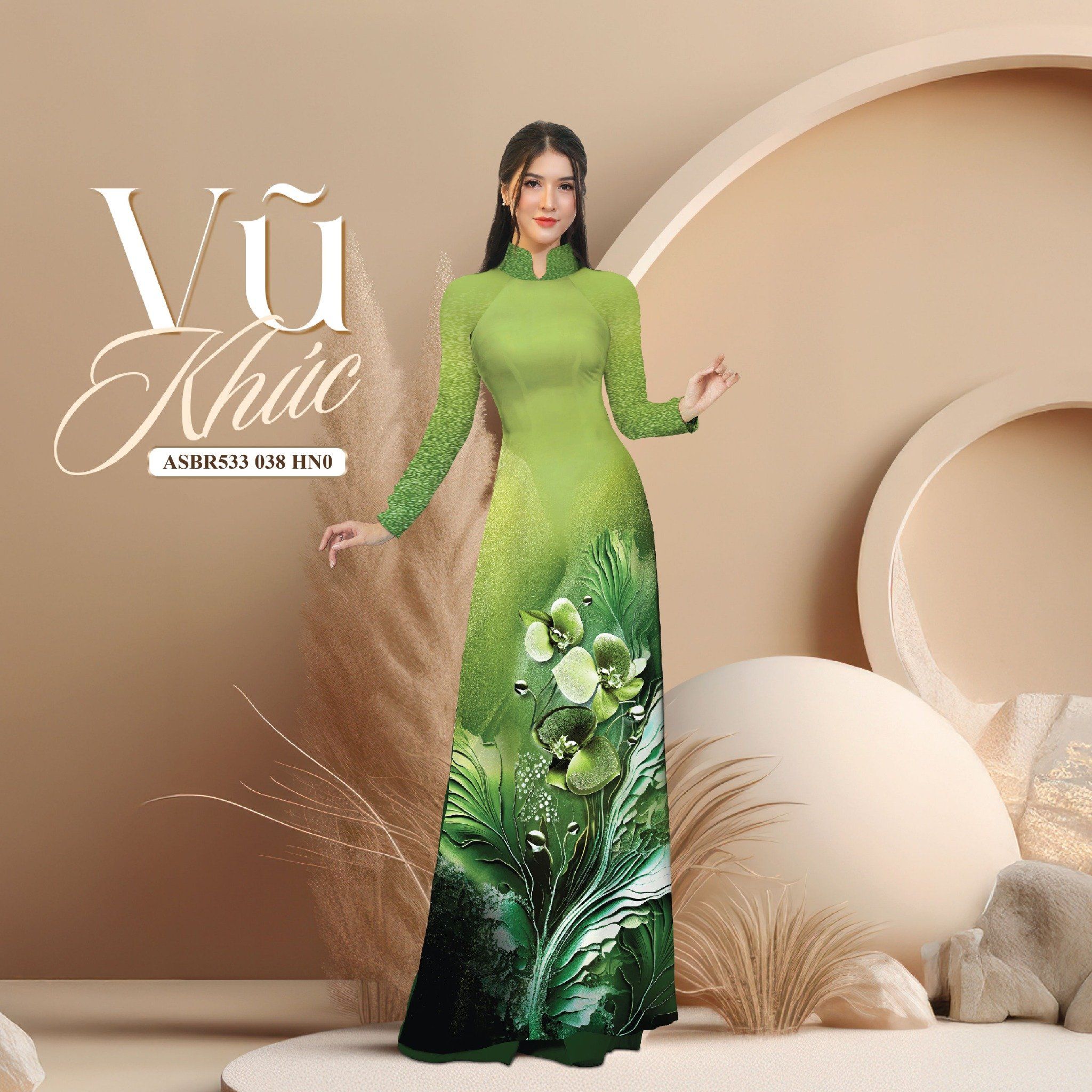 Vải Sắc Phương Nam In Hoa Văn Màu Xanh Lá Khổ 1m50 Dài 2m1 ASBR533038HN0