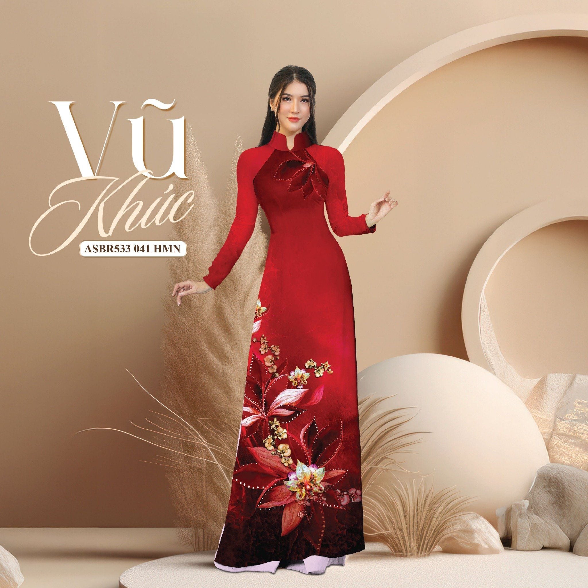 Vải Sắc Phương Nam In Hoa Văn Màu Đỏ Khổ 1m50 Dài 2m1 ASBR533041HMN