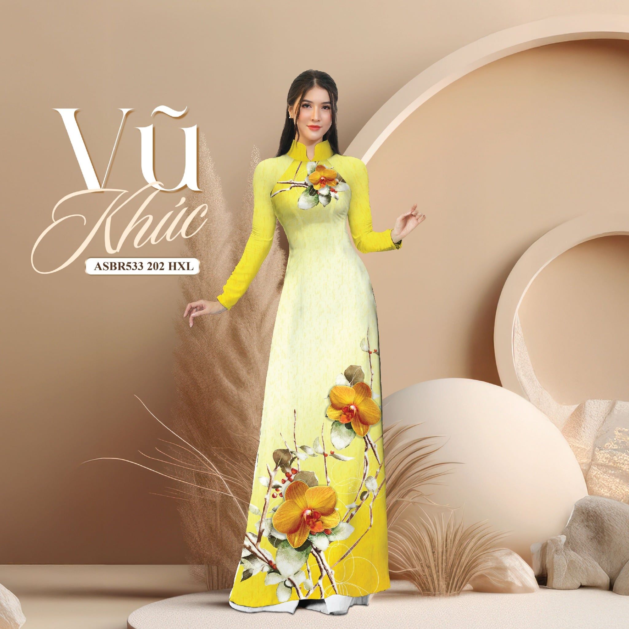 Vải Sắc Phương Nam In Hoa Văn Màu Vàng Khổ 1m50 Dài 2m1 ASBR533202HXL