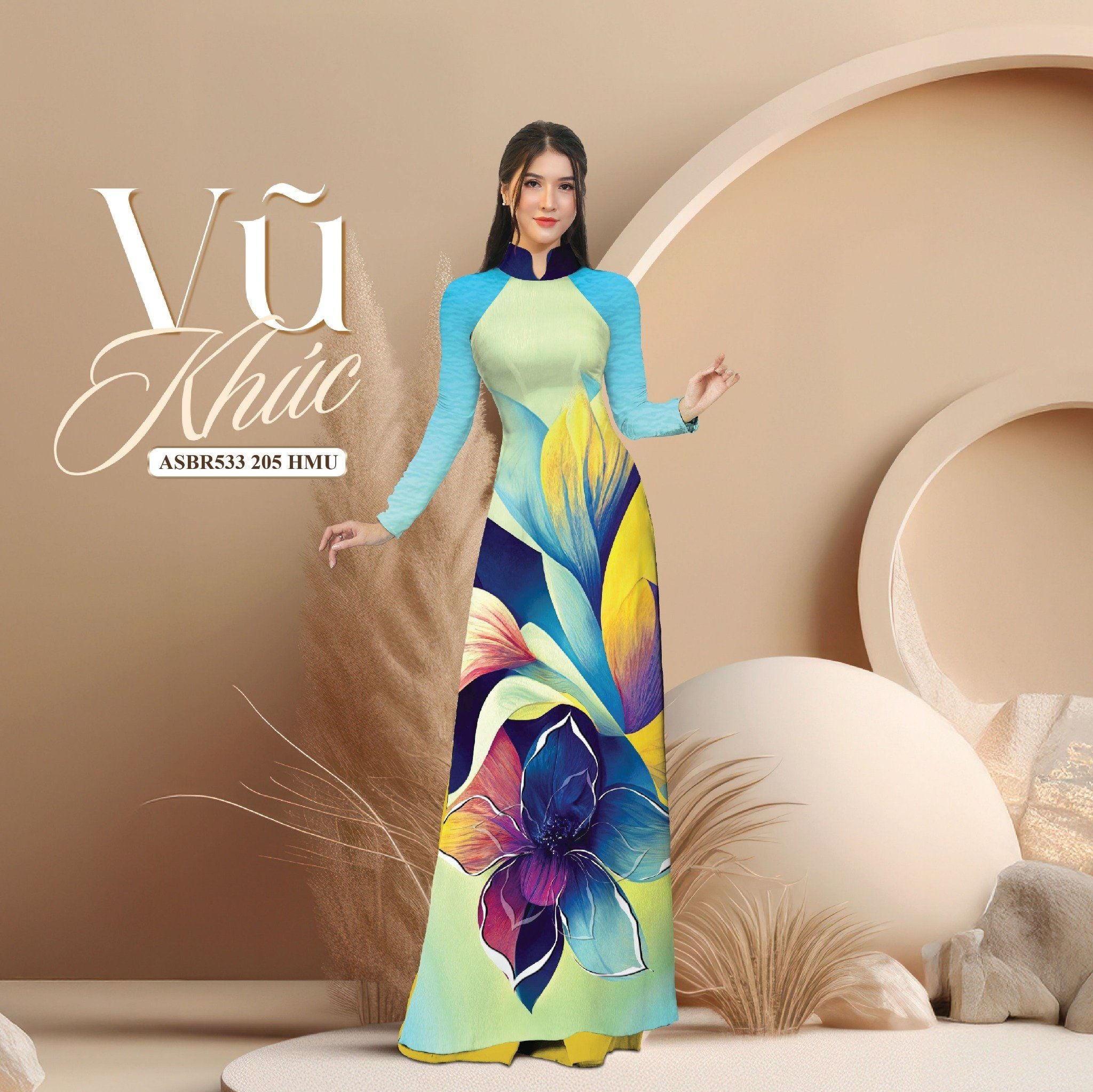 Vải Sắc Phương Nam In Hoa Văn Màu Xanh Khổ 1m50 Dài 2m1 ASBR533205HMU