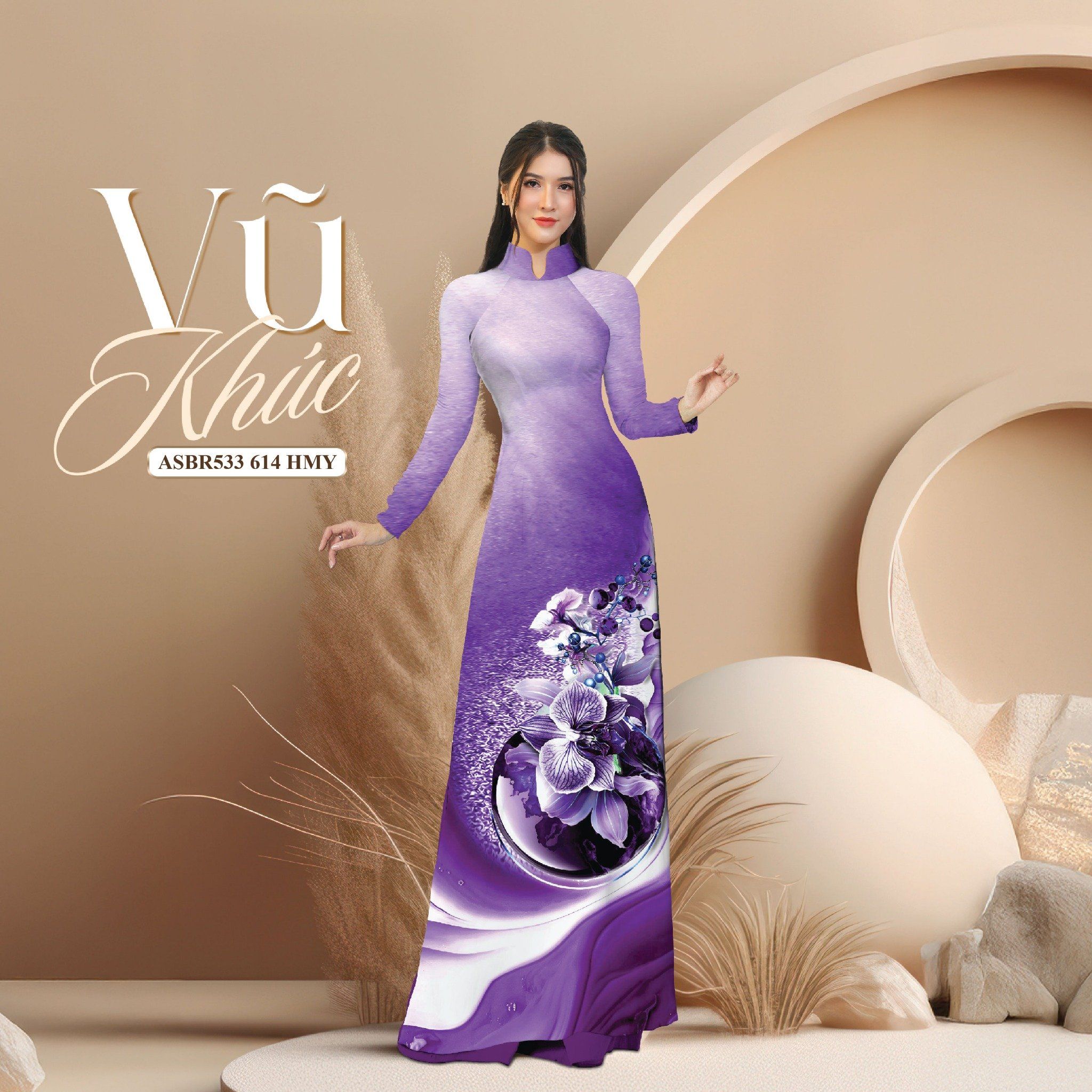 Vải Sắc Phương Nam In Hoa Văn Màu Tím Khổ 1m50 Dài 2m1 ASBR533614HMY