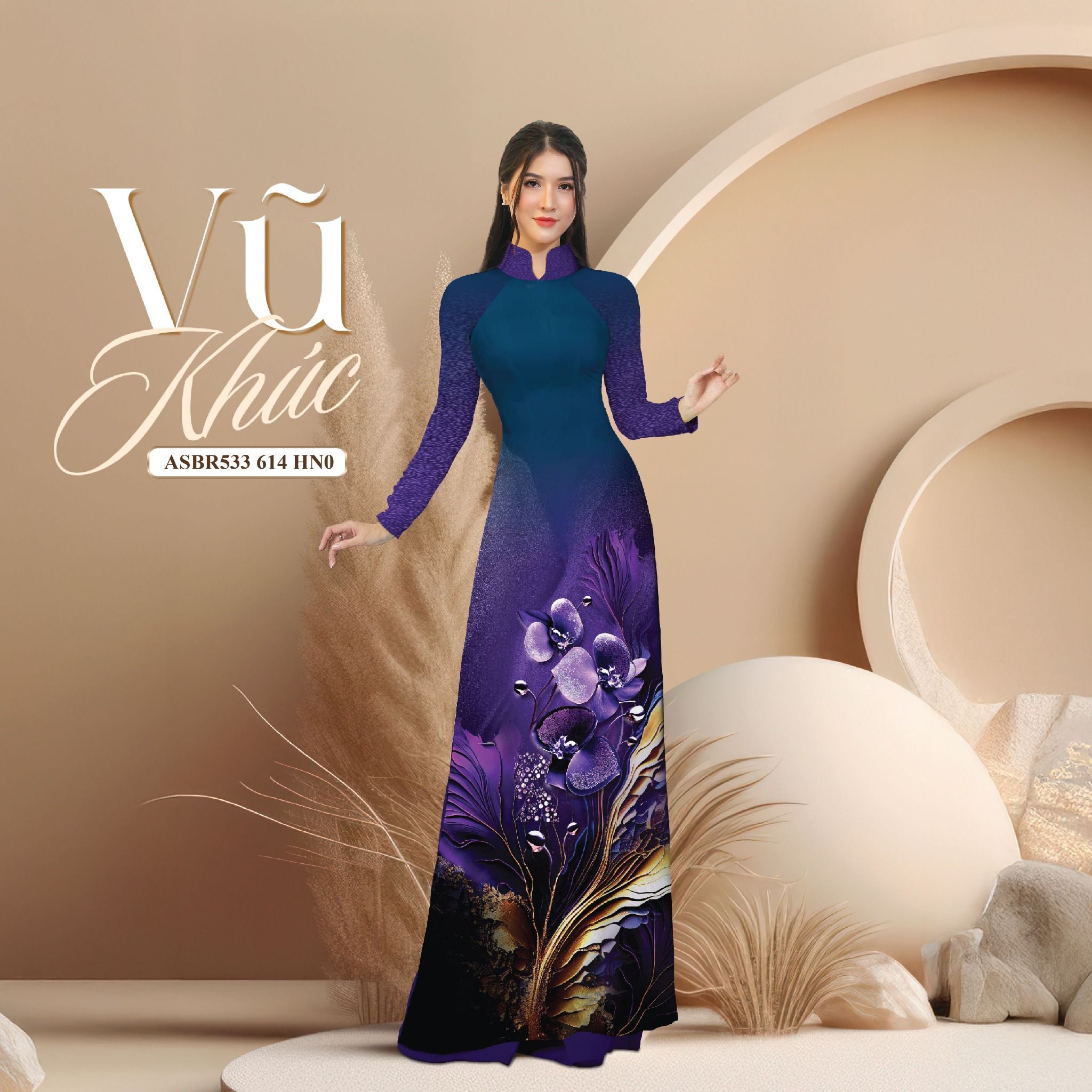 Vải Sắc Phương Nam In Hoa Văn Màu Tím Khổ 1m50 Dài 2m1 ASBR533614HN0