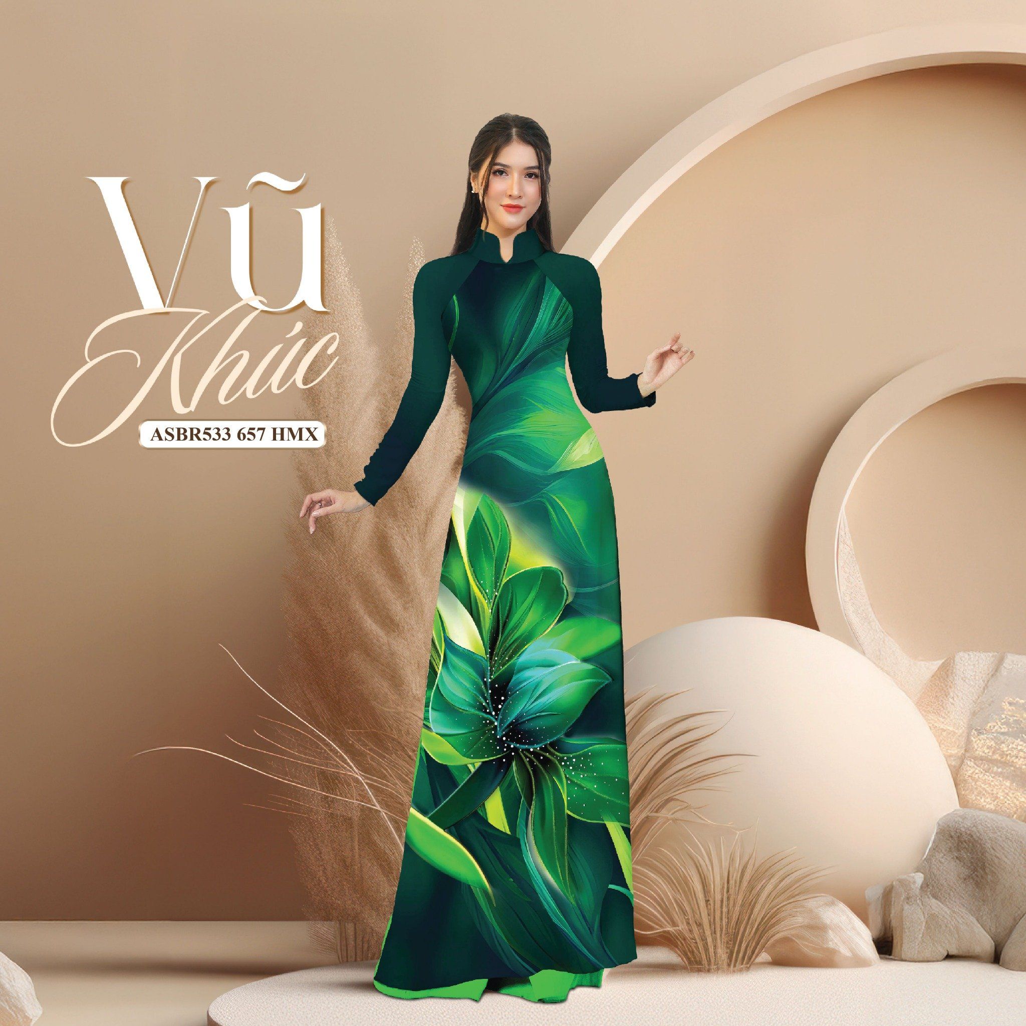 Vải Sắc Phương Nam In Hoa Văn Màu Xánh Lá Khổ 1m50 Dài 2m1 ASBR533657HMX