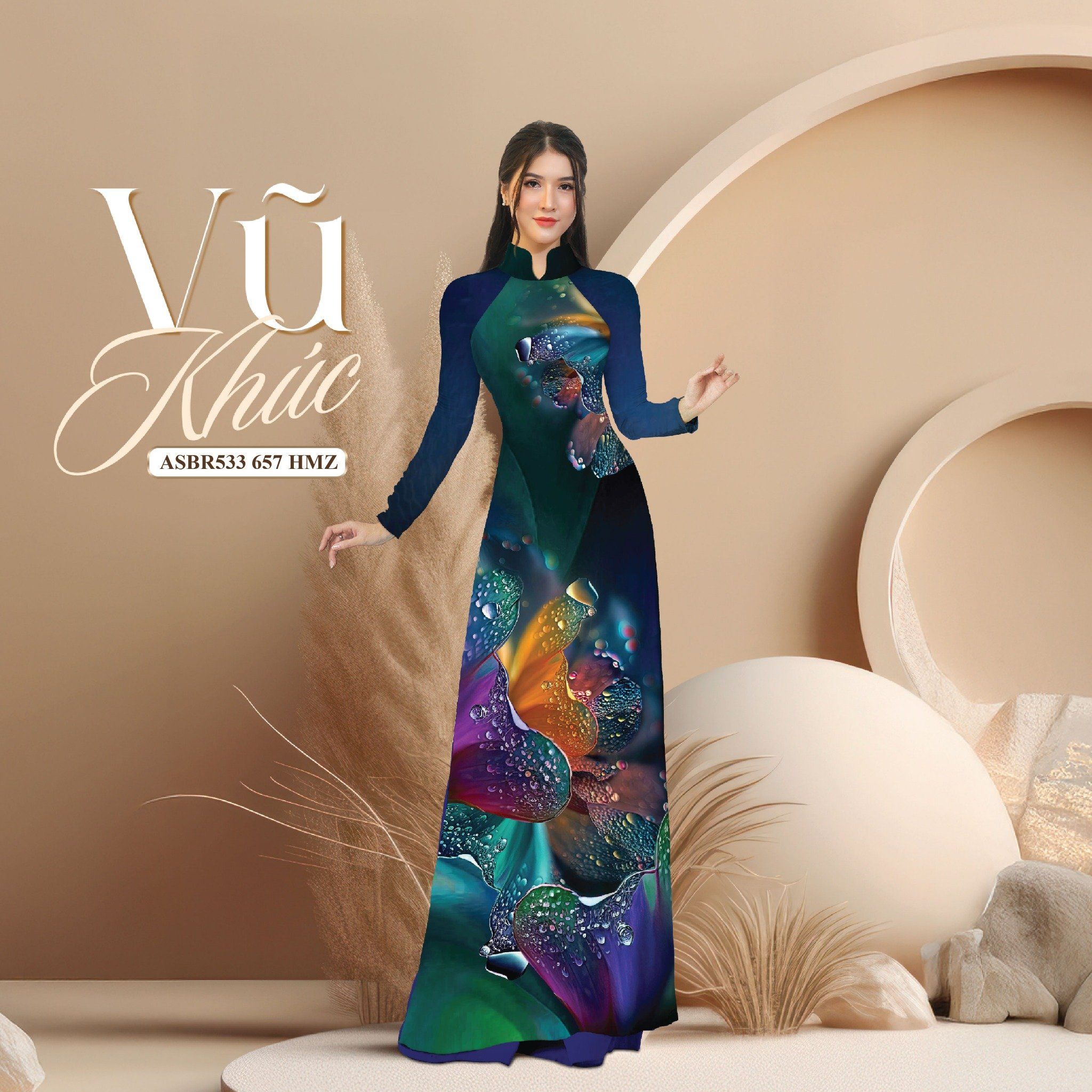 Vải Sắc Phương Nam In Hoa Văn Màu Xanh Khổ 1m50 Dài 2m1 ASBR533657HMZ