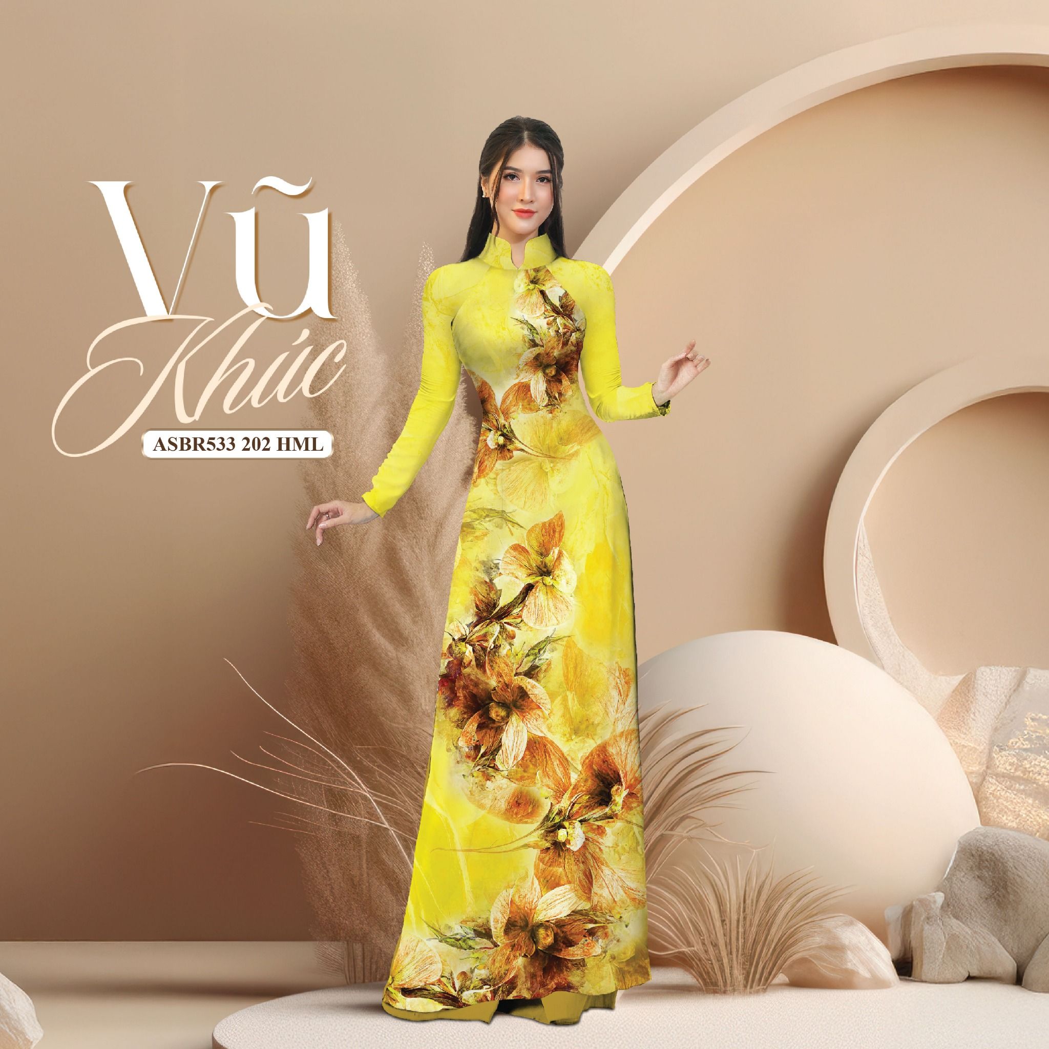 Vải Sắc Phương Nam In Hoa Văn Màu Vàng Khổ 1m50 Dài 2m1 ASBR533202HML