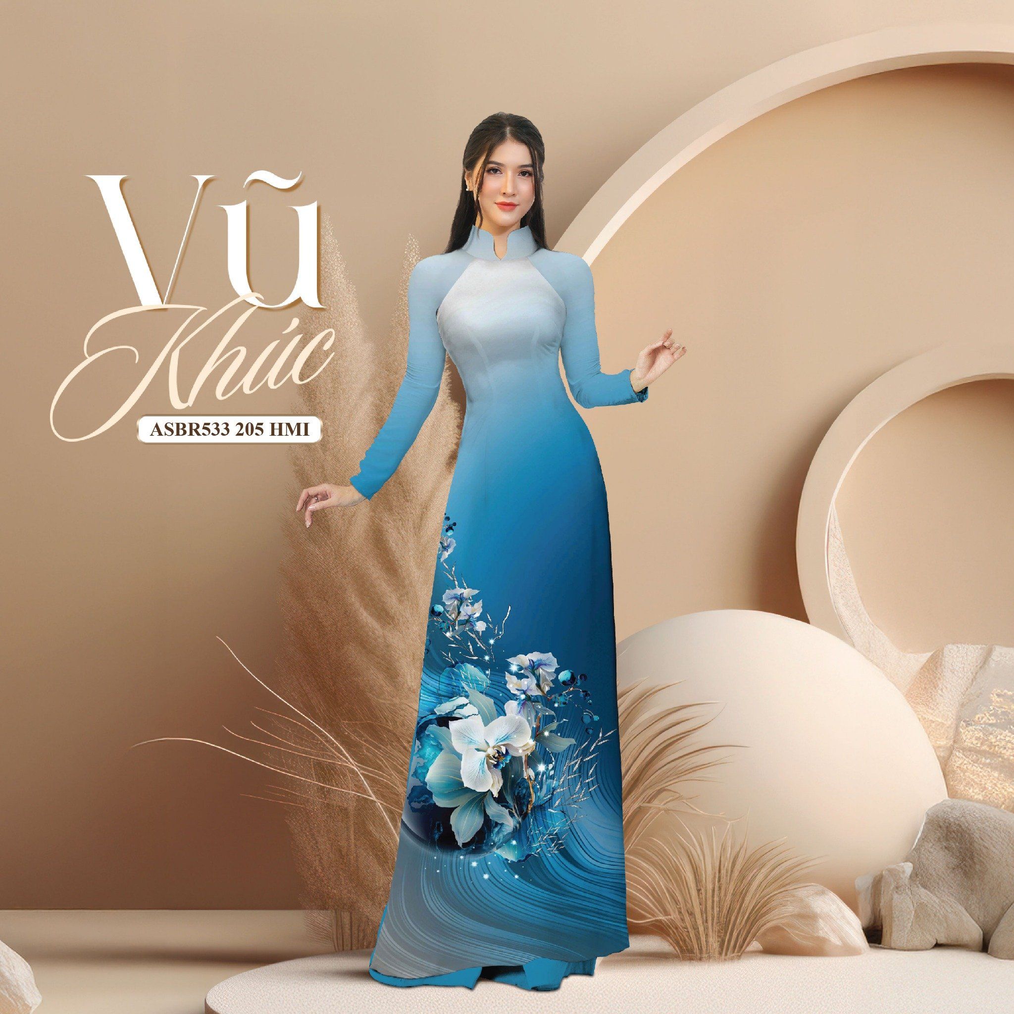 Vải Sắc Phương Nam In Hoa Văn Màu Xanh Khổ 1m50 Dài 2m1 ASBR533205HMI