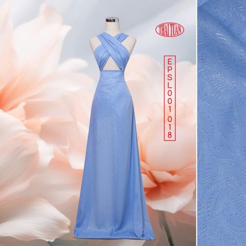 Vải Gấm Hoa Co Giãn Màu Xanh Nhạt Khổ 1m5x2m EPSL001018