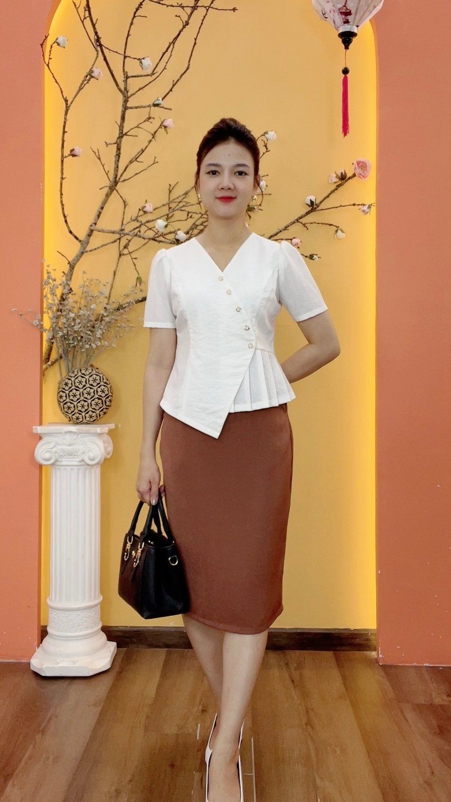 Chân váy - Khóa kéo sau lưng - CT - Nâu - TTV1964