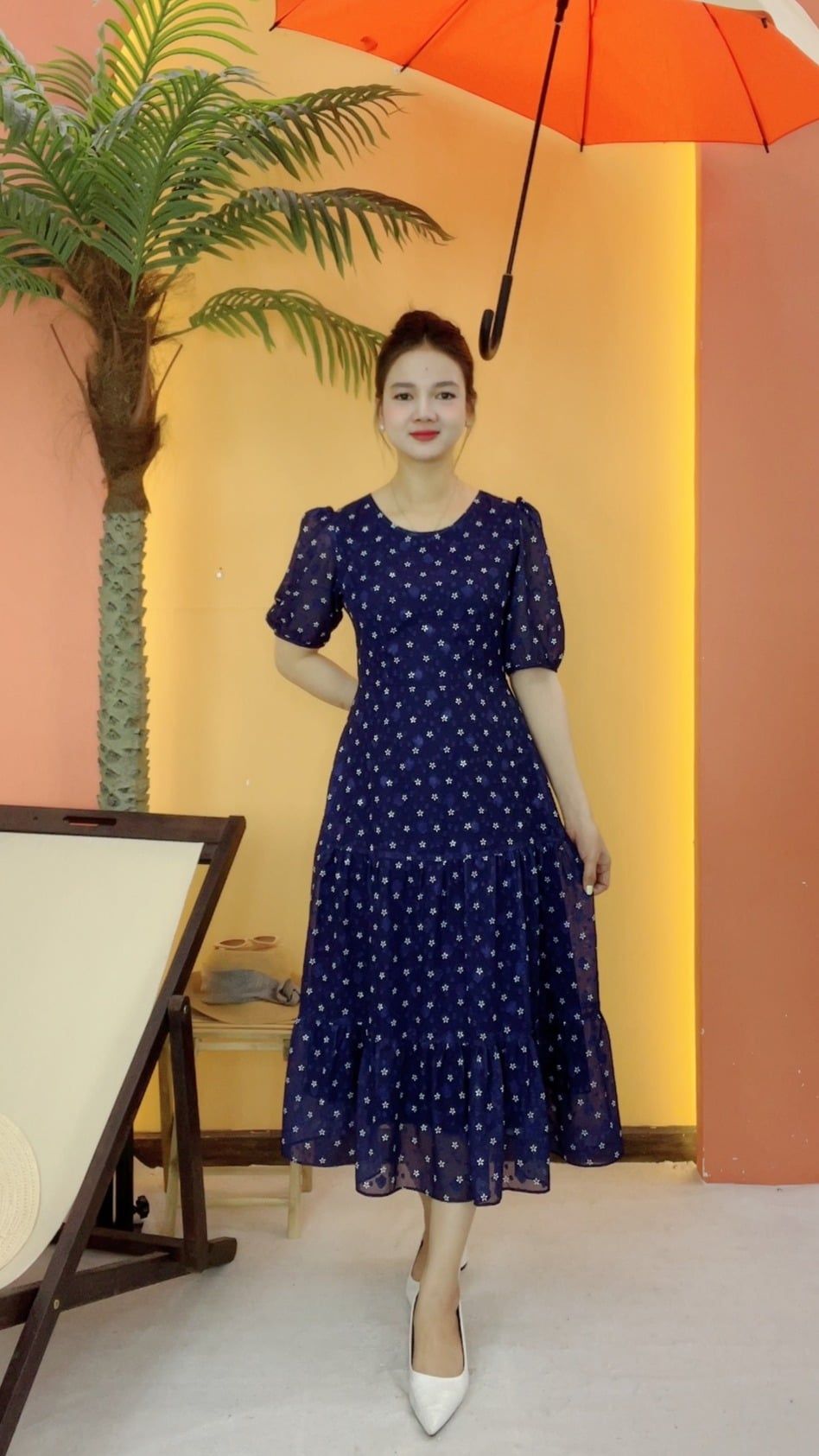 Đầm maxi - Cổ tròn tay ngắn - CD - Tím than hoa - TTV2092