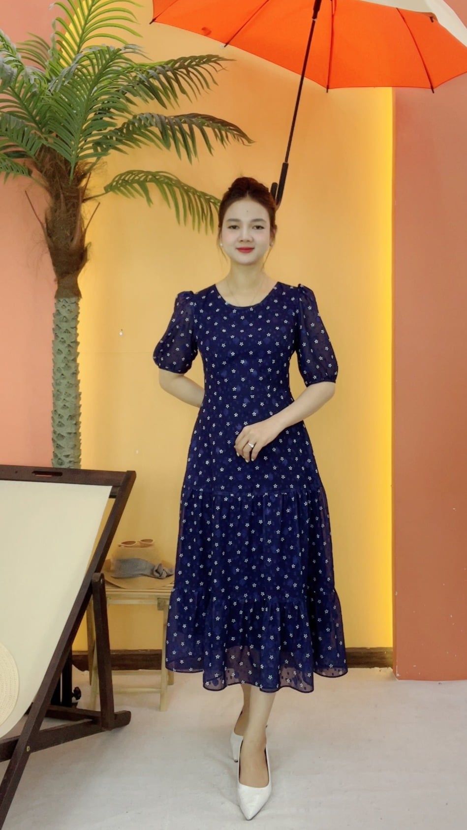 Đầm maxi - Cổ tròn tay ngắn - CD - Tím than hoa - TTV2092