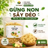  Gừng non sấy dẻo mềm 123 FARM – cay nhẹ, chuẩn vị gừng tươi –– Gói 500g 