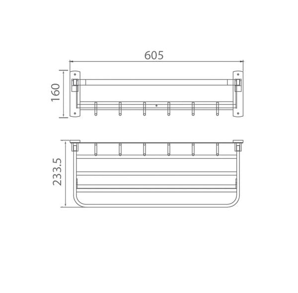 Vắt Khăn Giàn EcoBath EC5015BG Màu Vàng Chải Inox 304