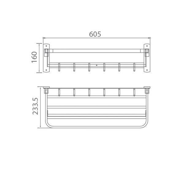 Vắt khăn giàn inox 304 EC-5015 – Treo tường, chống gỉ, bền bỉ
