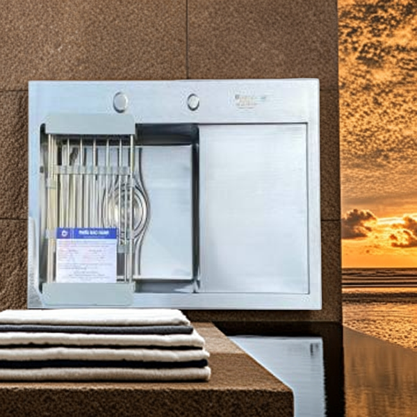 Chậu rửa bát đúc 1 hố hàn quốc H7040B