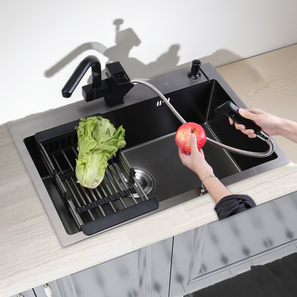 Chậu rửa bát 1 hố nano đen 60x45