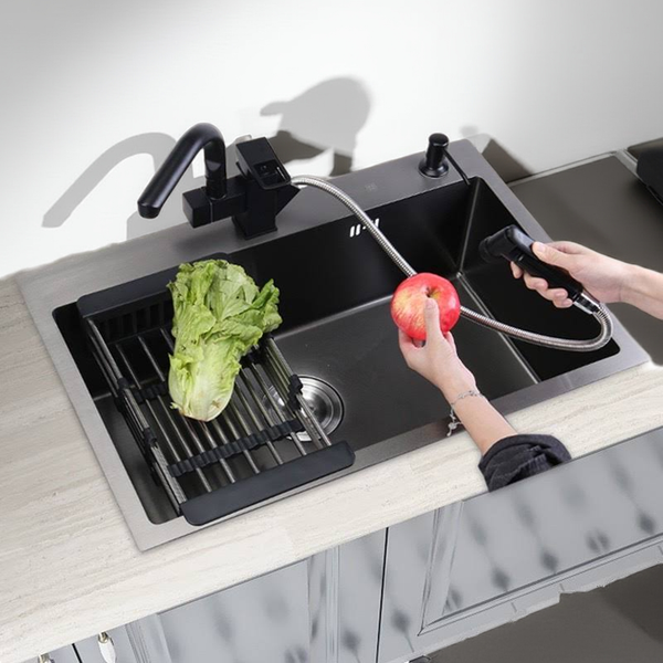 Chậu rửa bát 1 hố nano đen 60x45