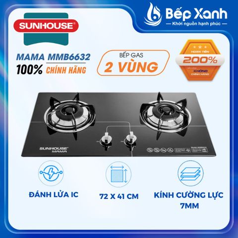 Bếp gas âm 2 vùng nấu Sunhouse Mama MMB6632 - Hàng chính hãng