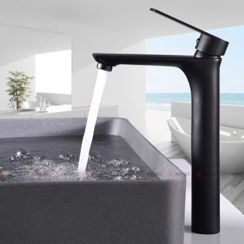 Vòi Lavabo Đen Krasic KH7085 Nóng Lạnh Mạ Điện Siêu Bền