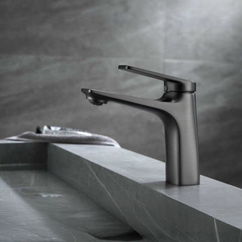 Vòi Lavabo Titan Krasic KS901 Nóng Lạnh Màu Ghi Xám